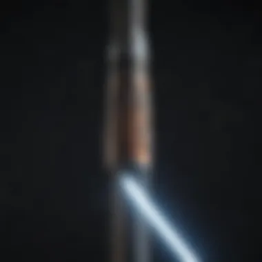 Finished durable lightsaber glowing in the dark