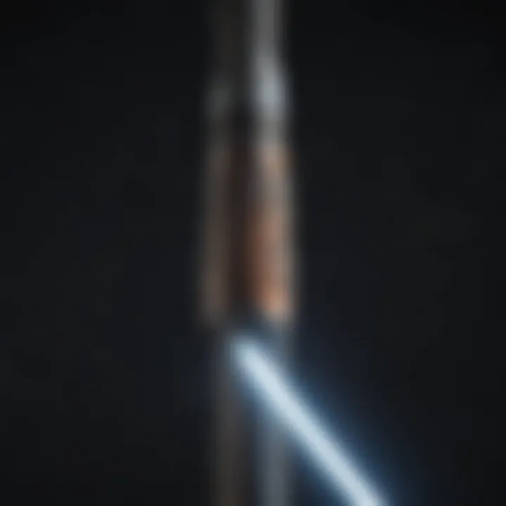 Finished durable lightsaber glowing in the dark