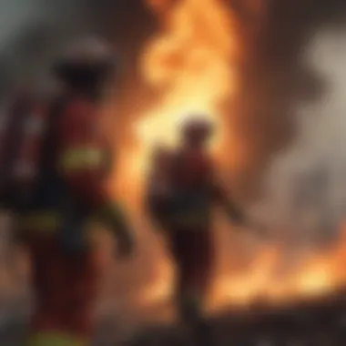 Intense moment of firefighters battling a blazing inferno