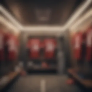 Football Jerseys Hanging in Locker Room