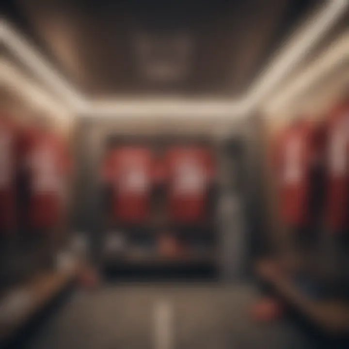 Football Jerseys Hanging in Locker Room