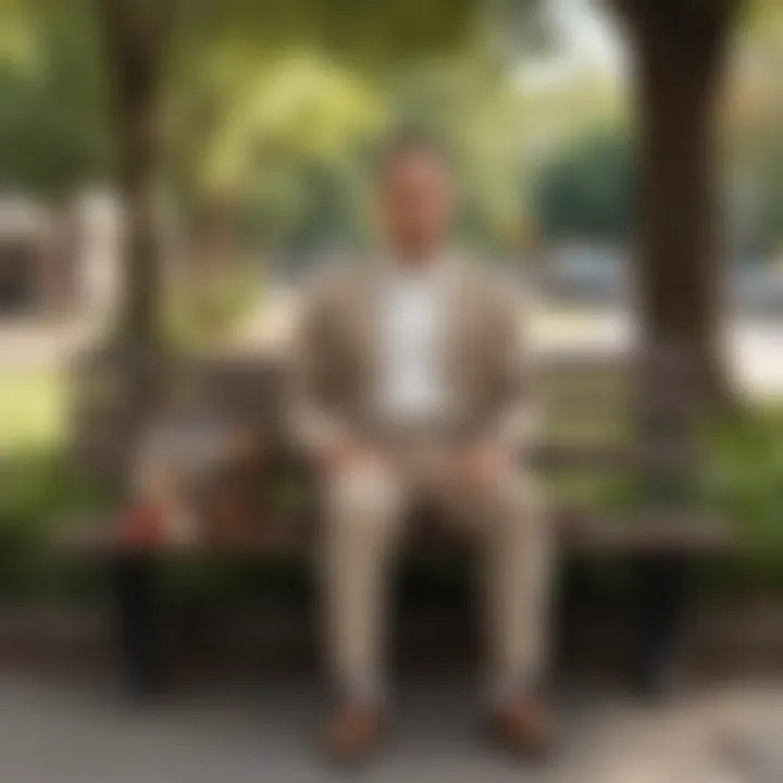 Tom Hanks portraying Forrest Gump sitting on a bench with a box of chocolates