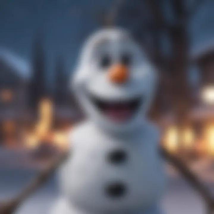 Olaf, the lovable snowman, spreading joy with his infectious laughter