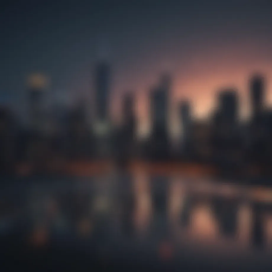 Abstract silhouette of a city skyline at night