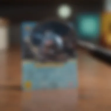 A magnifying glass over a Pokémon card highlighting its details