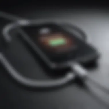 Close-up of an iPhone charging to emphasize battery technology