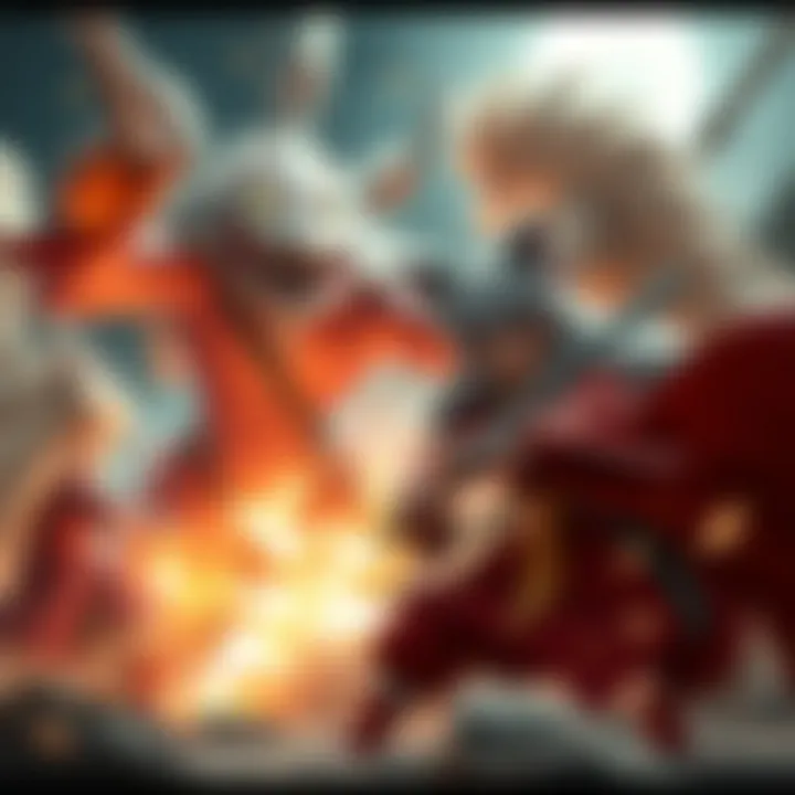 A dramatic battle between Inuyasha and a formidable foe