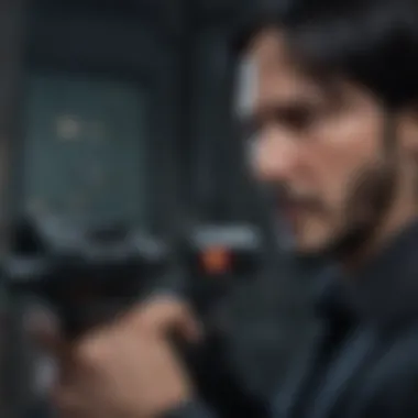 Intense focus as John Wick surveys his surroundings