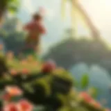 Kirby exploring a lush, vibrant world filled with unique environments.