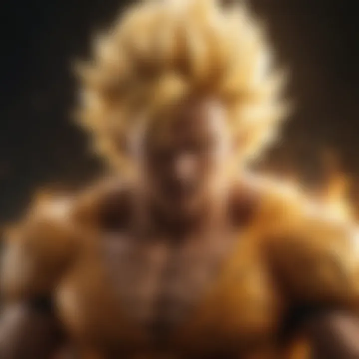 Legendary Super Saiyan Transforming in Fiery Aura