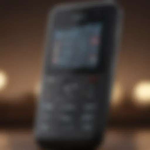 Close-up view of an LG basic phone highlighting its sleek design.