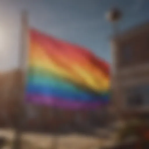 Colorful LGBTQ Pride Flag waving in the wind