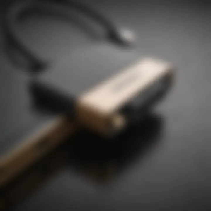 Close-up of USB-C to HDMI adapter for MacBook Air