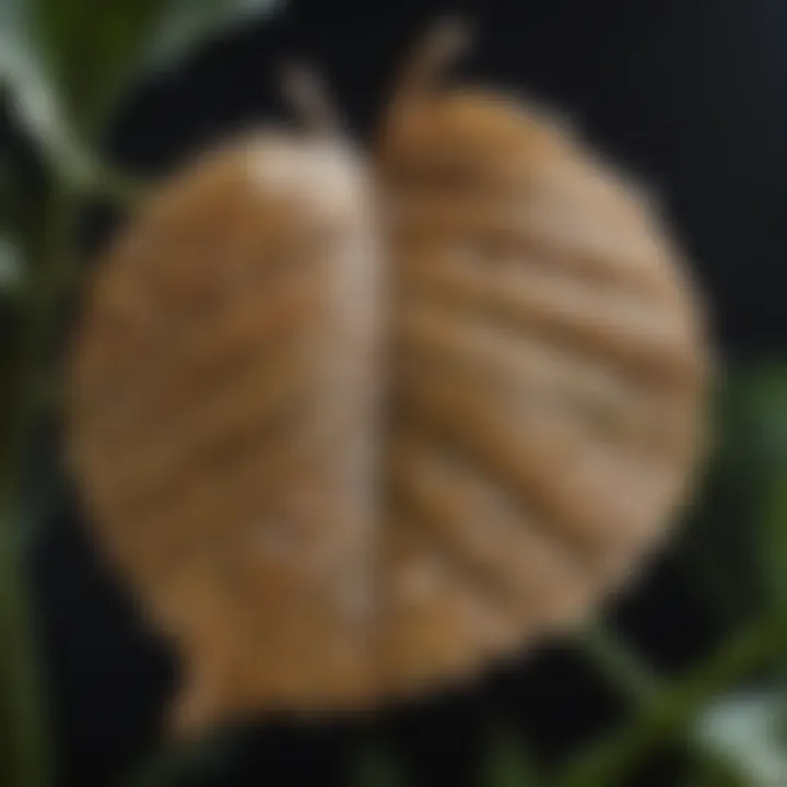 Water droplets glistening on a leaf in a macro shot