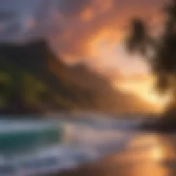 Majestic Hawaiian landscape at sunset