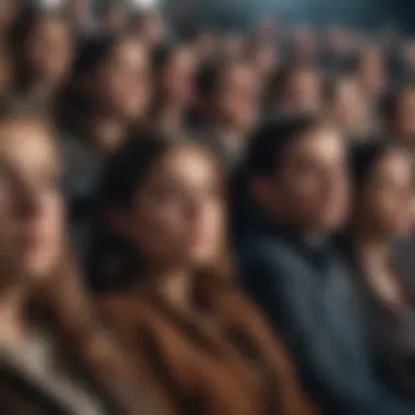 An audience engaged in a Marple movie, showcasing their captivated expressions