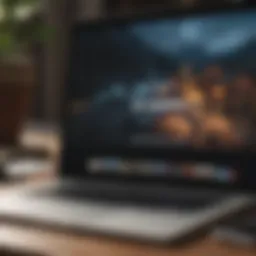 Movie streaming service logo on MacBook screen