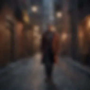 Mysterious character in a dimly lit alley