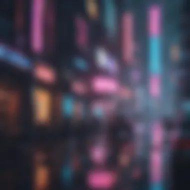 Abstract depiction of a futuristic cityscape with neon lights