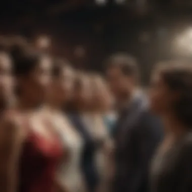 Spotlight shining on a diverse group of actors performing on stage