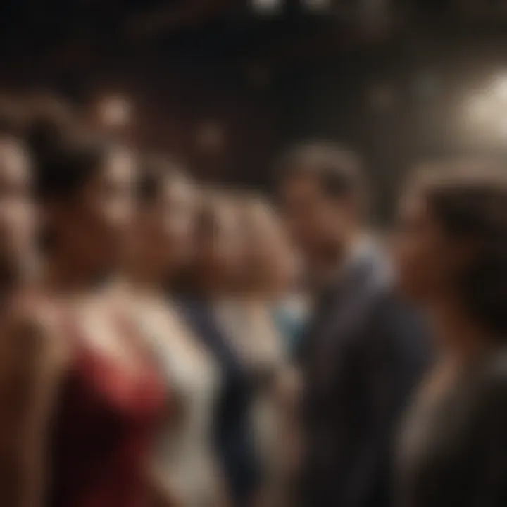 Spotlight shining on a diverse group of actors performing on stage