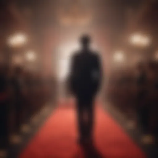 Silhouettes of actors on a red carpet event