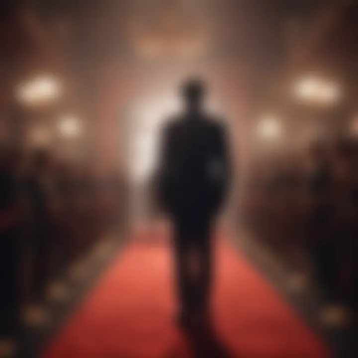 Silhouettes of actors on a red carpet event