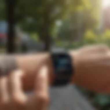 A person enjoying an outdoor walk while wearing an Apple Watch.