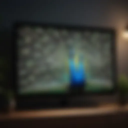 Illuminated Smart TV screen displaying Peacock app logo