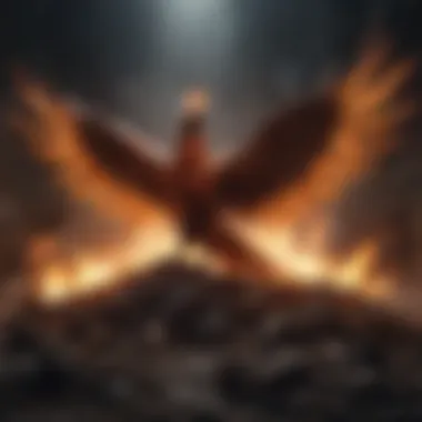 Phoenix rising from ashes as a metaphor for rebirth