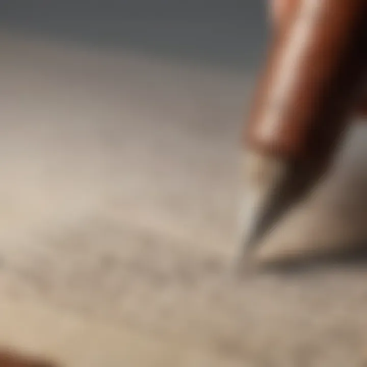 Close-up of a quill pen writing a heartfelt letter