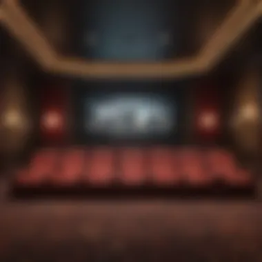 Elegant movie theater lobby with plush seating