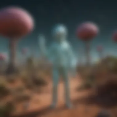 Imaginary scene showcasing Rick and Morty encountering extraterrestrial beings