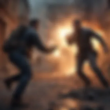 Explosive showdown between two rival agents amidst chaos