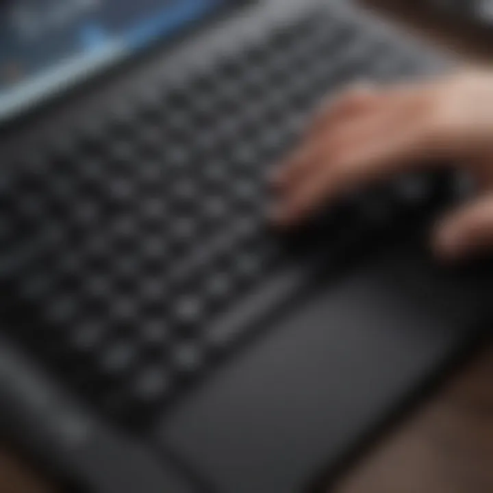 Close-up of the Samsung GalaxyBook Go's keyboard and trackpad emphasizing user experience.