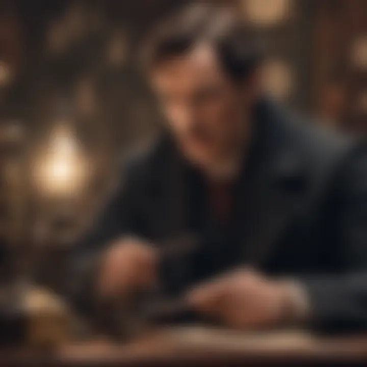 Sherlock Holmes with magnifying glass and pipe