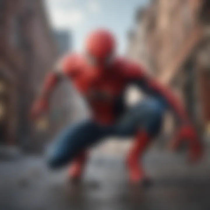 Illustration showcasing Spider-Man in action