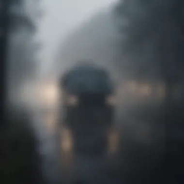 Mysterious silhouette behind foggy van windows