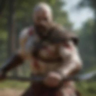 A close-up of Kratos wielding the Blades during battle