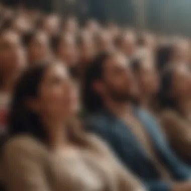 An audience engaged with a film about the resurrection, showcasing their emotional reactions and reflections during the viewing experience.