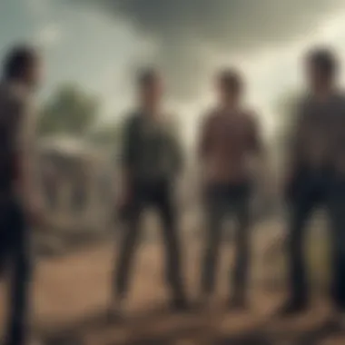 Conflict Among Survivors An intense scene from The Walking Dead showcasing character conflict