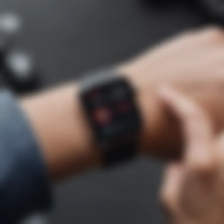 Close-up view of the Apple Watch displaying distance metrics