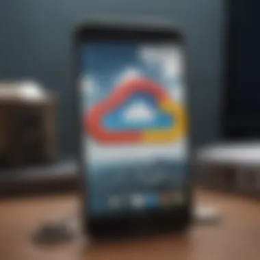 Cloud storage icon on phone and Chromebook screens