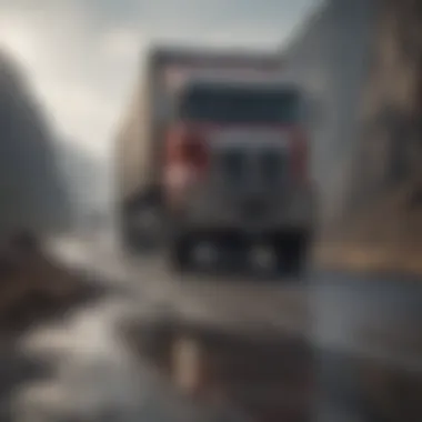 Truck driver navigating a treacherous road