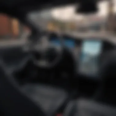 Close-up view of Tesla Model Y interior highlighting advanced technology features