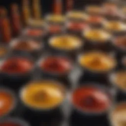 Vibrant display of spicy sauces