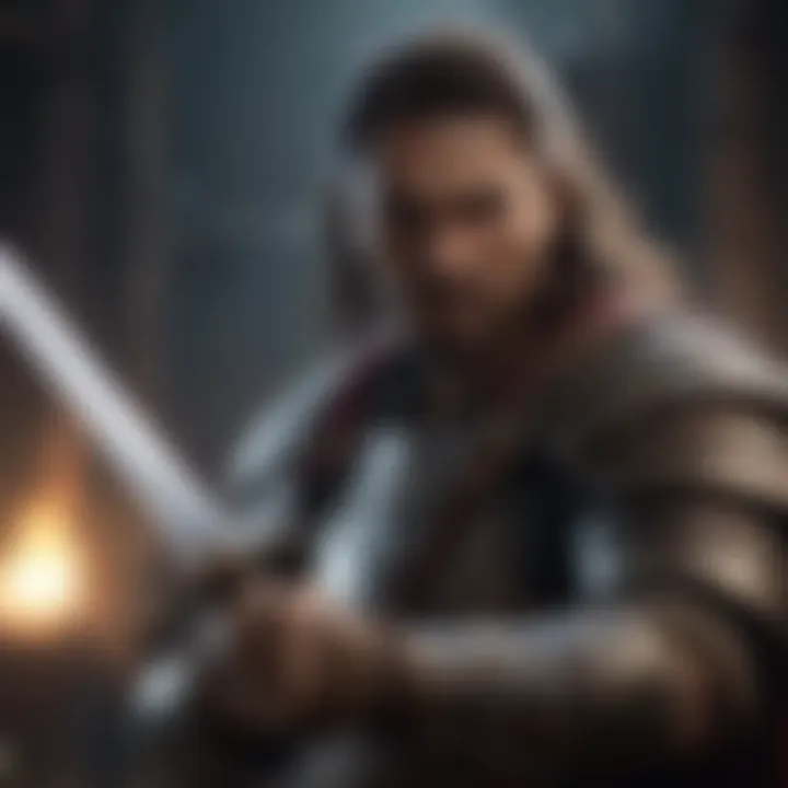 Warrior character wielding a legendary sword in battle