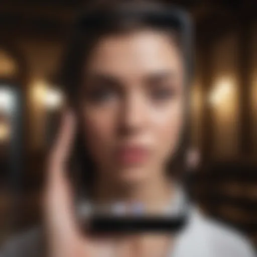 Inquisitive gaze on smartphone screen