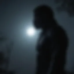 Mysterious silhouette in the moonlight