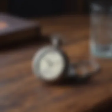 Vintage pocket watch on a wooden table